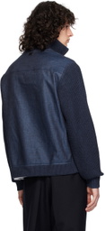 Agnona Navy Paneled Bomber Jacket