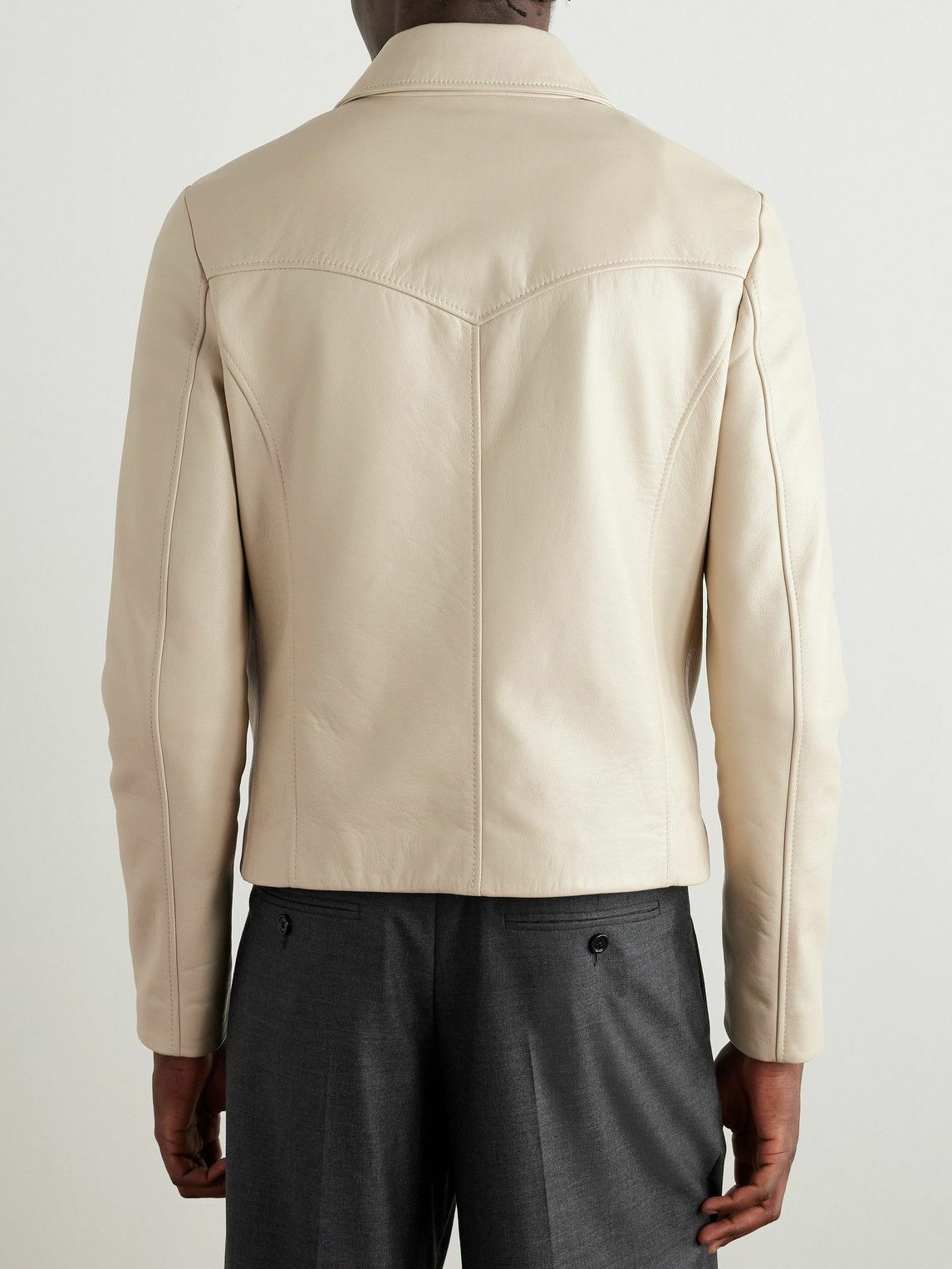 CELINE - Leather Blouson Jacket - Neutrals