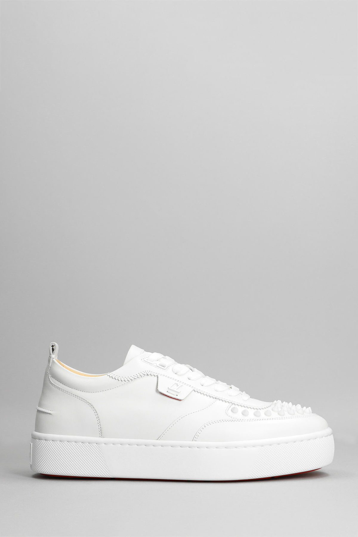 Christian Louboutin Happyrui Spikes Sneakers In White Leather 