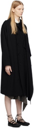 Y's Black Left Flap Coat