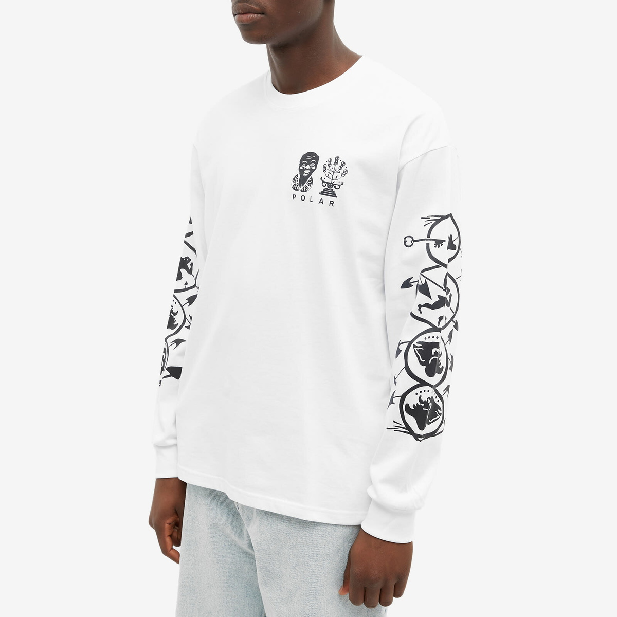 Polar Skate Co. Men's Long Sleeve Spiral T-Shirt in White Polar