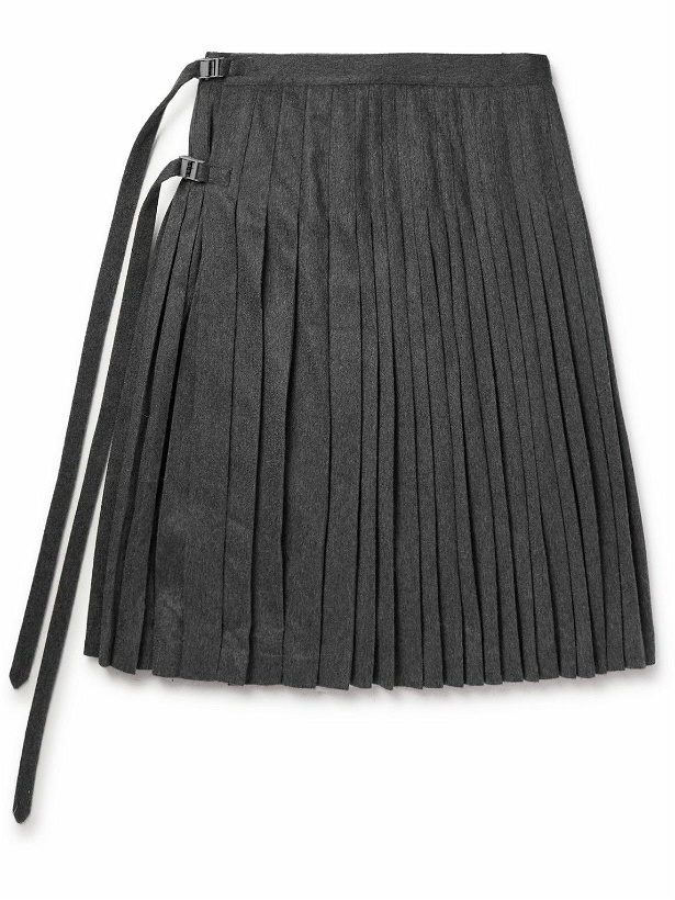 Photo: Off-White - Buckled Pleated Cashmere Kilt - Gray