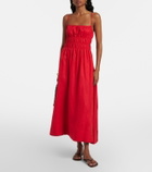 Staud Ayla shirred linen midi dress