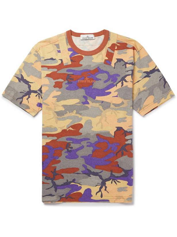 Photo: Stone Island - Logo-Embroidered Camouflage-Print Cotton-Jersey T-Shirt - Multi