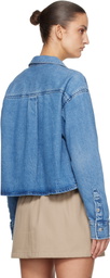 Alexander Wang Blue Cropped Long Sleeve Denim Shirt