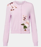 Oscar de la Renta Floral-appliqué virgin wool cardigan