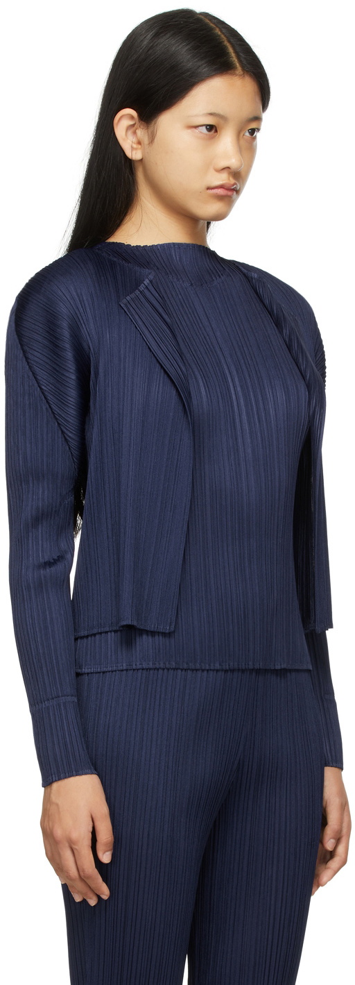 Pleats Please Issey Miyake Navy Monthly Colors July Cardigan ...