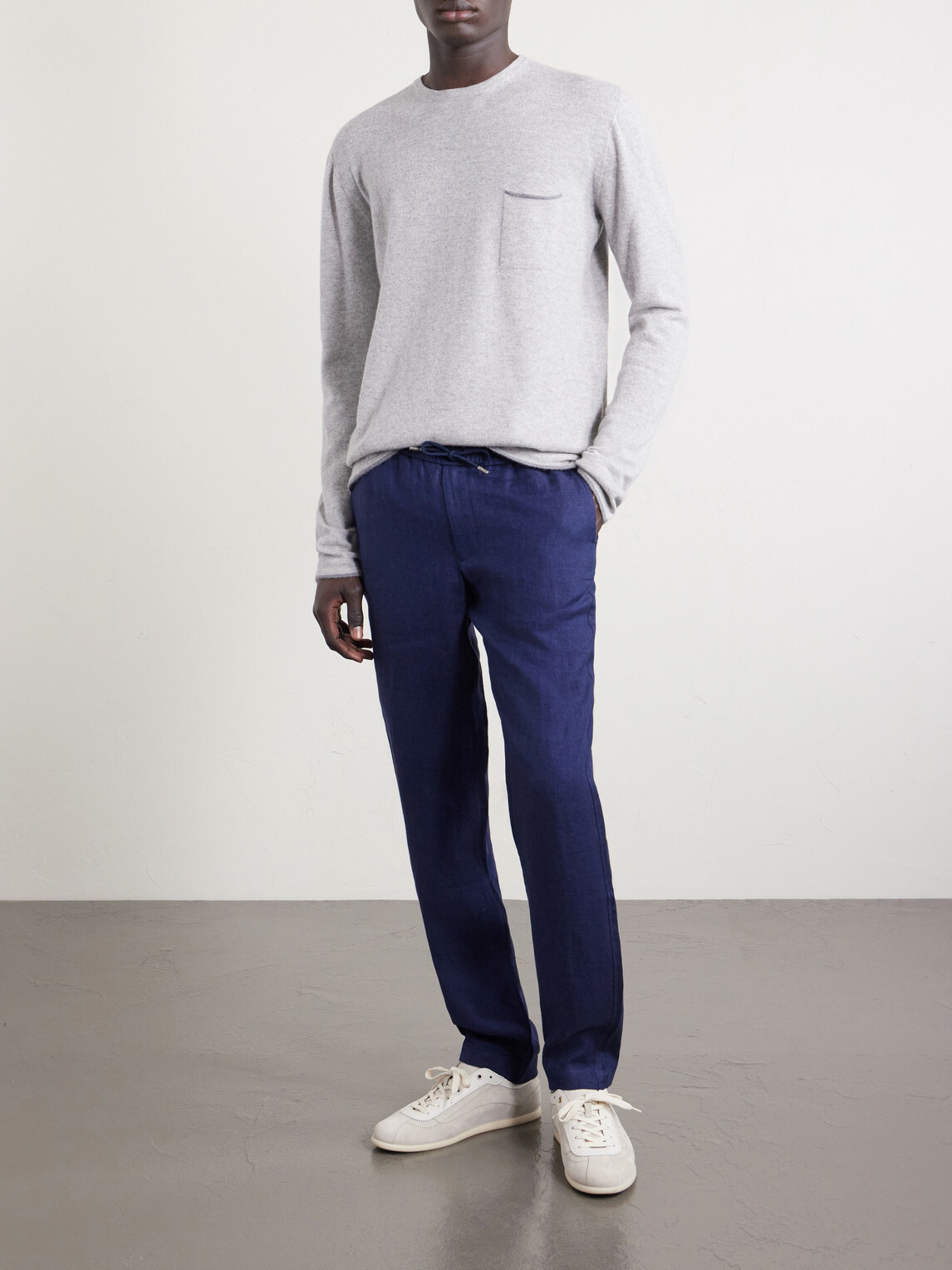 SEASE - Summer Mindset Straight-Leg Linen and Cotton-Blend Drawstring Trousers - Blue