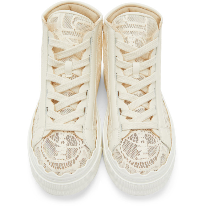 Chloe Off-White Lace Lauren High-Top Sneakers Chloe Chloe Off-White Lace Lauren High-Top Sneakers Chloe