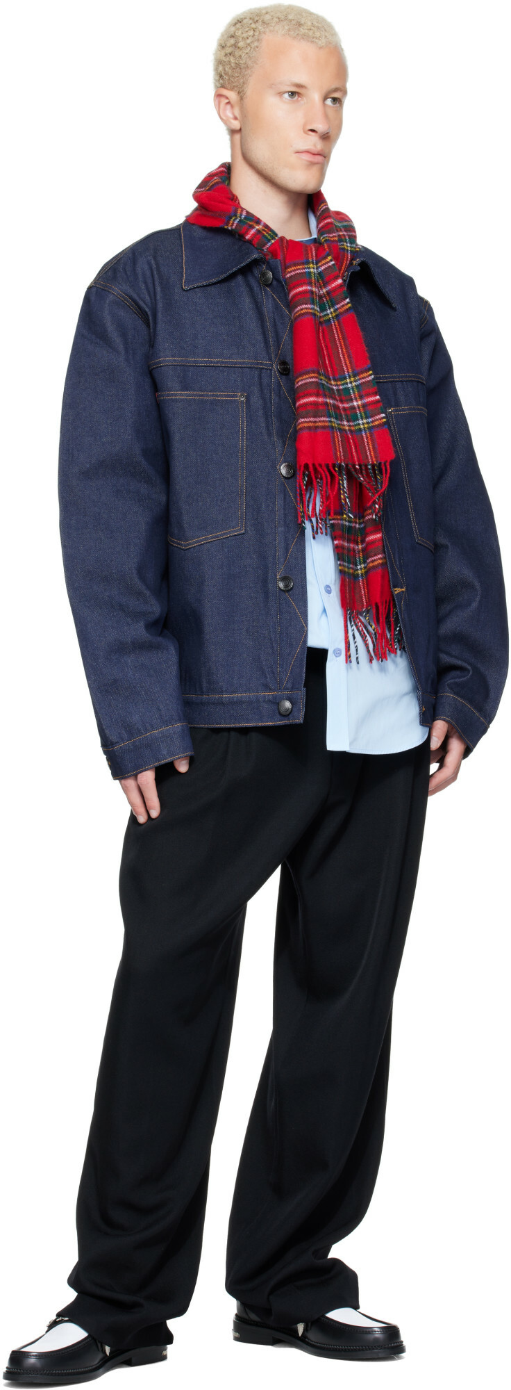 Charles Jeffrey LOVERBOY Navy Scarf Denim Jacket