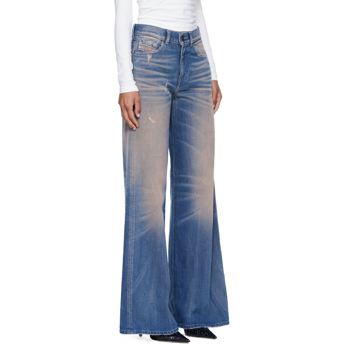 Diesel Blue & Pink Flare Regular Waist 1978 D-Akemi Jeans