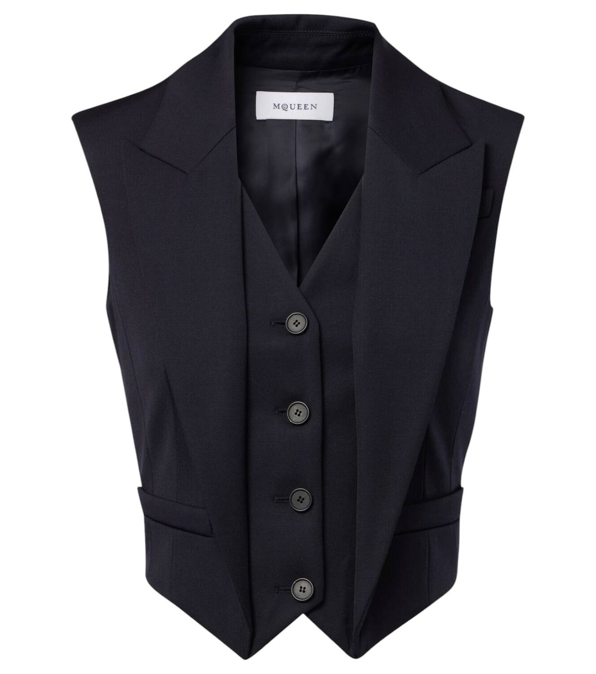 パンツ ALEXANDER MCQUEEN Women Vests 705526QJAAC1000 Black Alexander McQueen Single-breasted vest Alexander McQueen