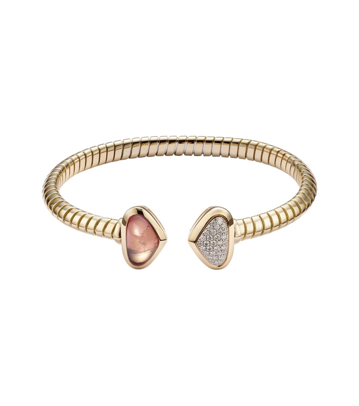 Photo: Marina B Trisolina Castagna 18kt gold cuff bracelet with diamonds and quartz