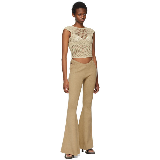 ISA BOULDER Beige Crochet Scan Tank Top Isa Boulder
