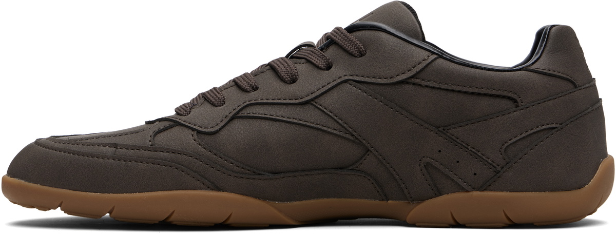 Hugo Brown Stacked Logo Faux-Leather Sneakers
