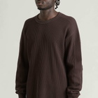 Snow Peak Men's Heavyweight Waffle Pullover in Dark Brown