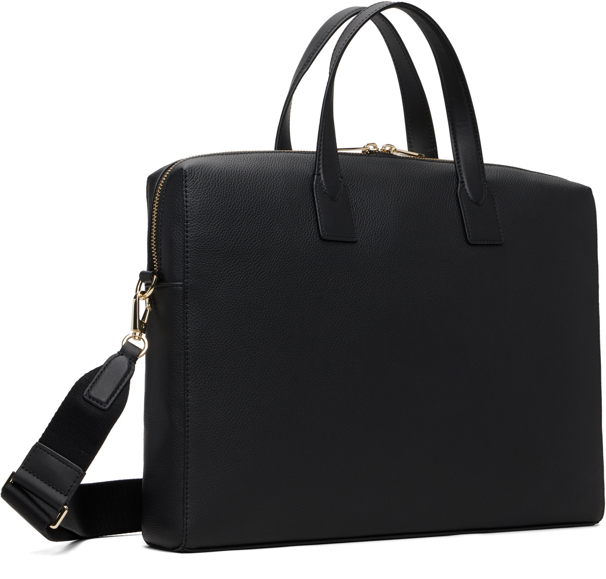 Paul Smith Black Leather 'Signature Stripe' Trim Folio Briefcase