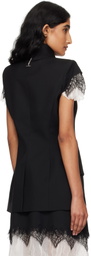 McQueen Black Cobweb Lace Sleeveless Blazer