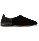 Saint Laurent - Collapsible-Heel Velvet and Leather Loafers - Black