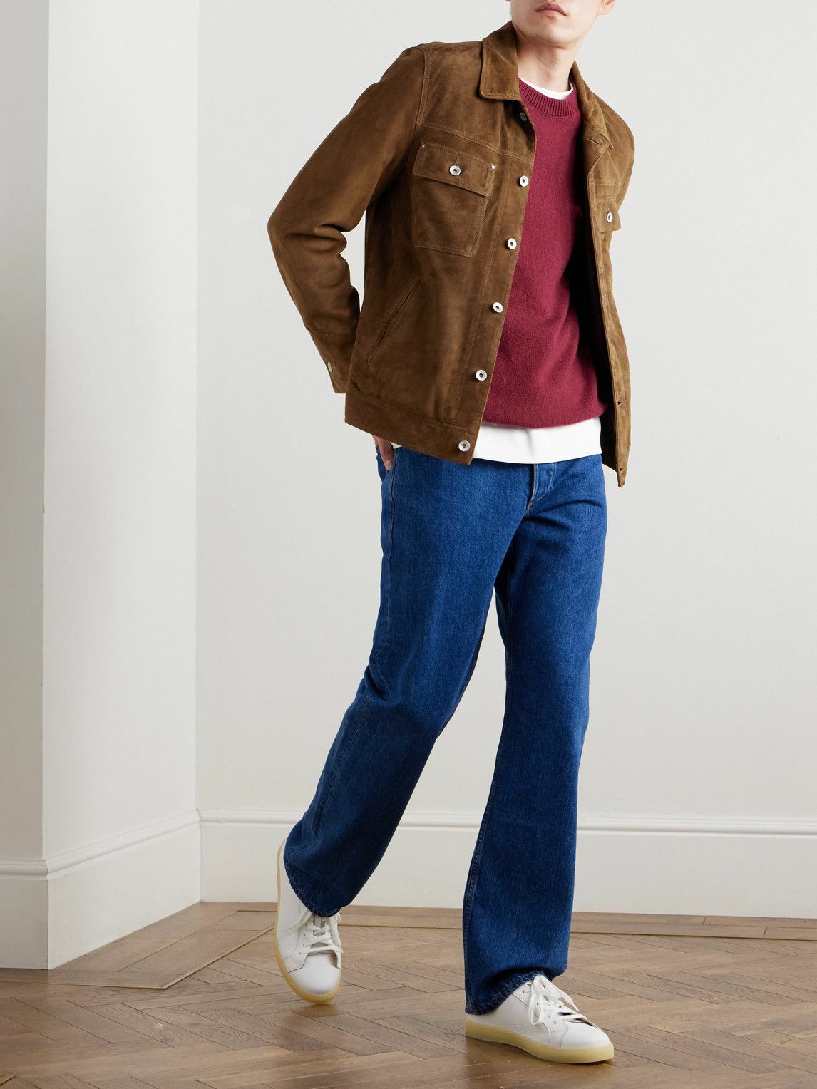Valstar - Dylan Corduroy-Trimmed Suede Trucker Jacket - Brown