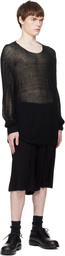 YOHJI YAMAMOTO Black Cotton & Linen Jersey Shorts