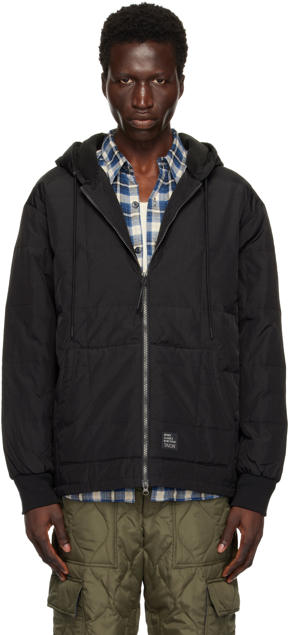 TAION Black Detachable Sleeves Down Jacket Taion Extra