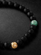 Shamballa Jewels - Gold, Multi-Stone, Ceramic and Cord Bracelet - Black