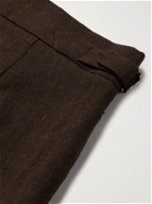 YURI YURI - Clifford Wide-Leg Pleated Merino Wool Trousers - Brown