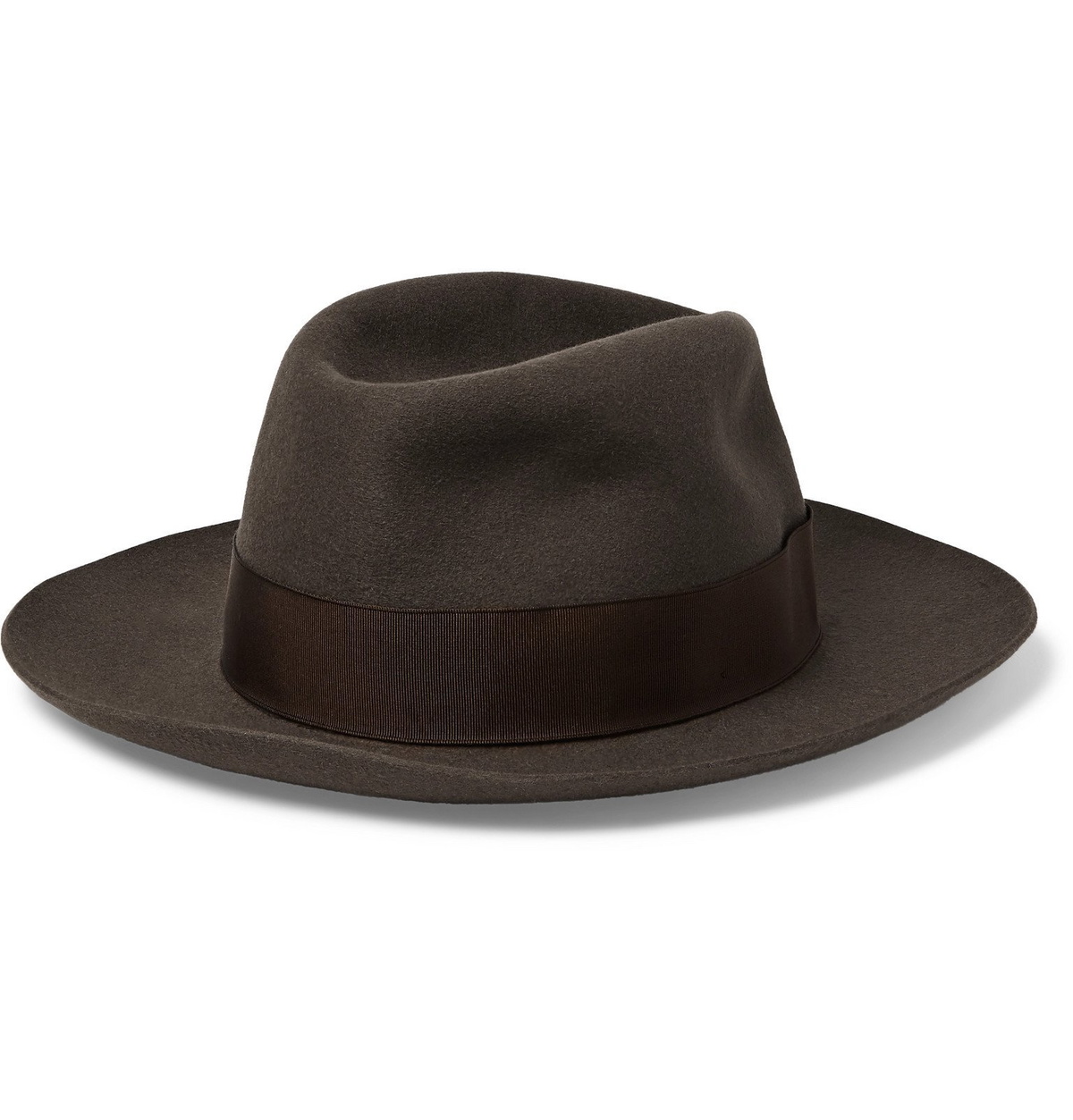 Borsalino - Grosgrain-Trimmed Rabbit-Felt Fedora - Brown