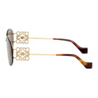 Loewe Gold and Brown Rimless Oval Anagram Sunglasses