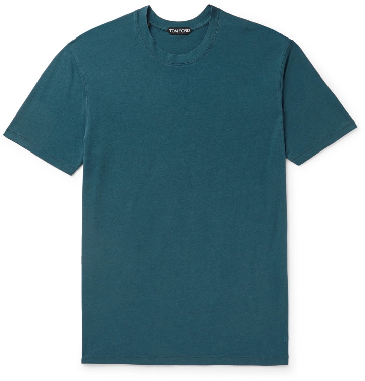 Photo: TOM FORD - Lyocell and Cotton-Blend Jersey T-Shirt - Blue