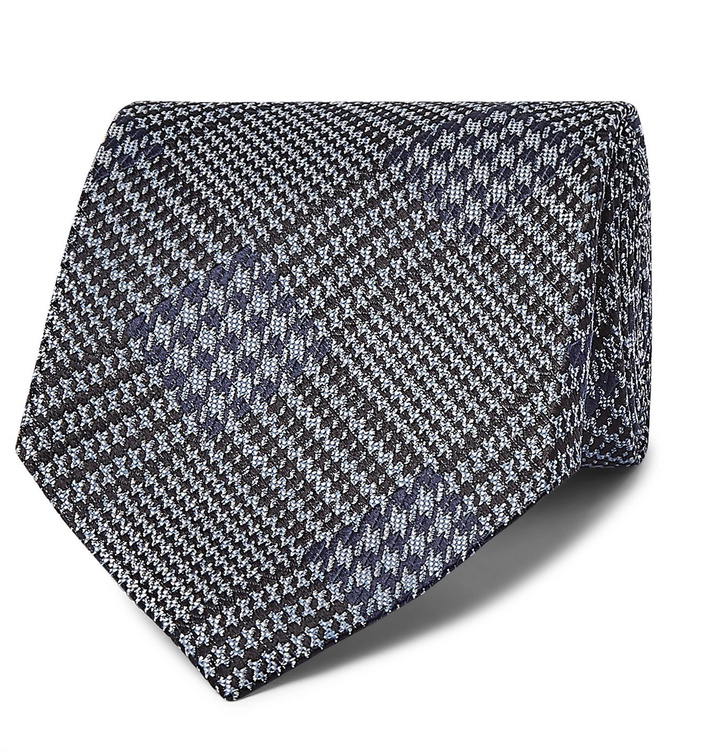 Photo: TOM FORD - 8cm Prince Of Wales Checked Silk-Jacquard Tie - Blue