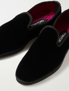 TOM FORD - Neal Grosgrain and Leather-Trimmed Velvet Slippers - Black