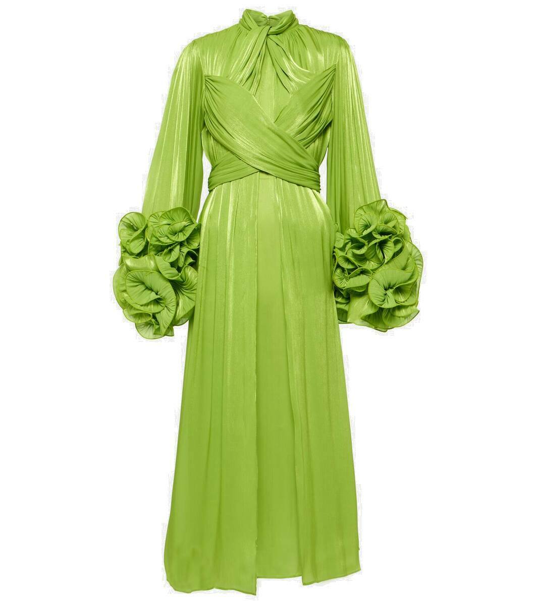 Draped Ruffles Costarellos Draped ruffle-trimmed midi dress Costarellos