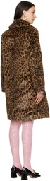 Anna Sui Brown Leopard Faux-Fur Coat