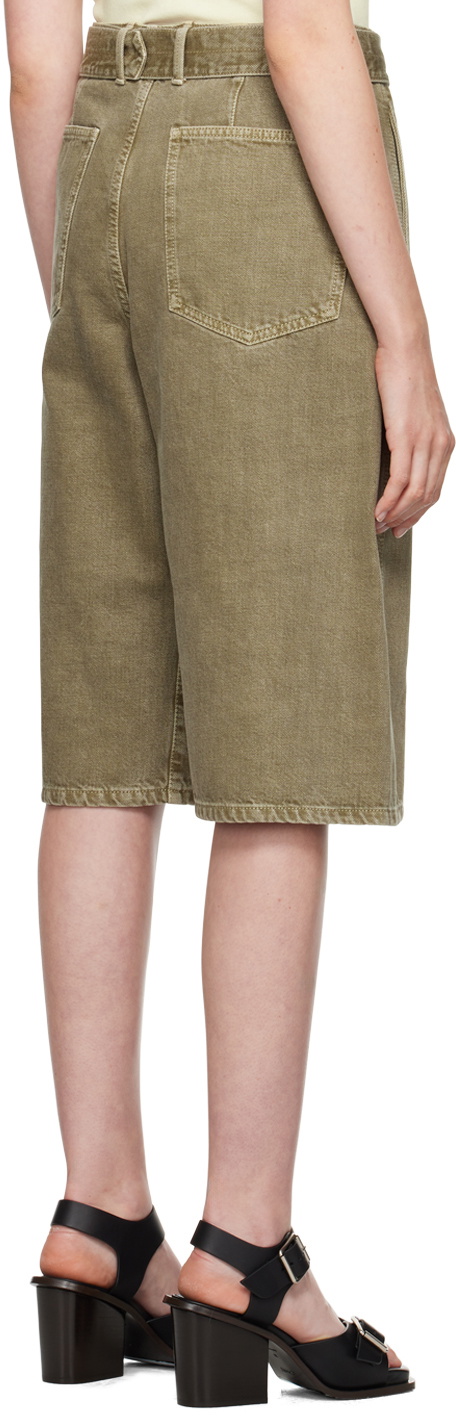LEMAIRE Green Twisted Belted Denim Shorts