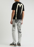 Evisu Logo-embroidered Slim-leg Jeans Grey
