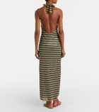 Oséree Lumière striped halterneck maxi dress