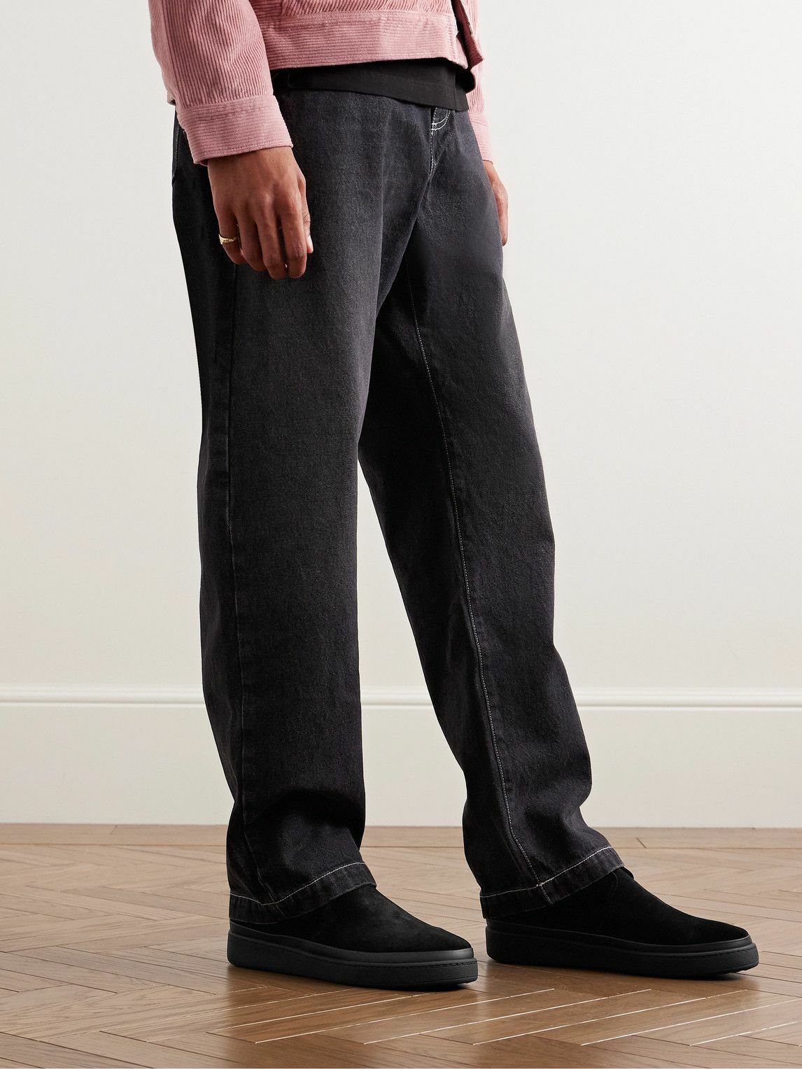 Mulo - Leather-Trimmed Waxed-Suede Chukka Boots - Black