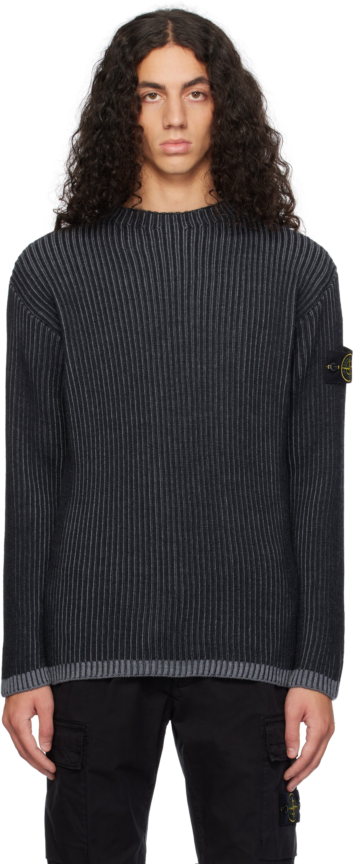 Stone Island Gray 532C1 Vanisé Full Rib RWS Wool Sweater