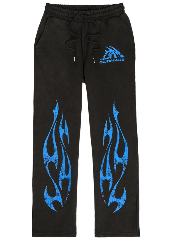 Photo: God Made Printed Straight-leg Cotton Sweatpants Black