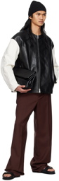 Jil Sander Black & White Zip Leather Biker Jacket