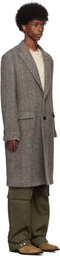 Golden Goose Gray Single-Breasted Wool Herringbone Coat