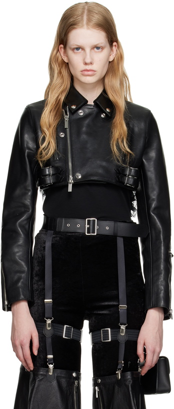 Photo: Noir Kei Ninomiya Black Cropped Leather Jacket