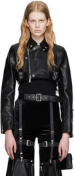 Noir Kei Ninomiya Black Cropped Leather Jacket