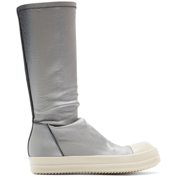 Photo: Rick Owens Black and Silver Degrade Stretch Sock Sneakers