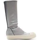 Rick Owens Black and Silver Degrade Stretch Sock Sneakers