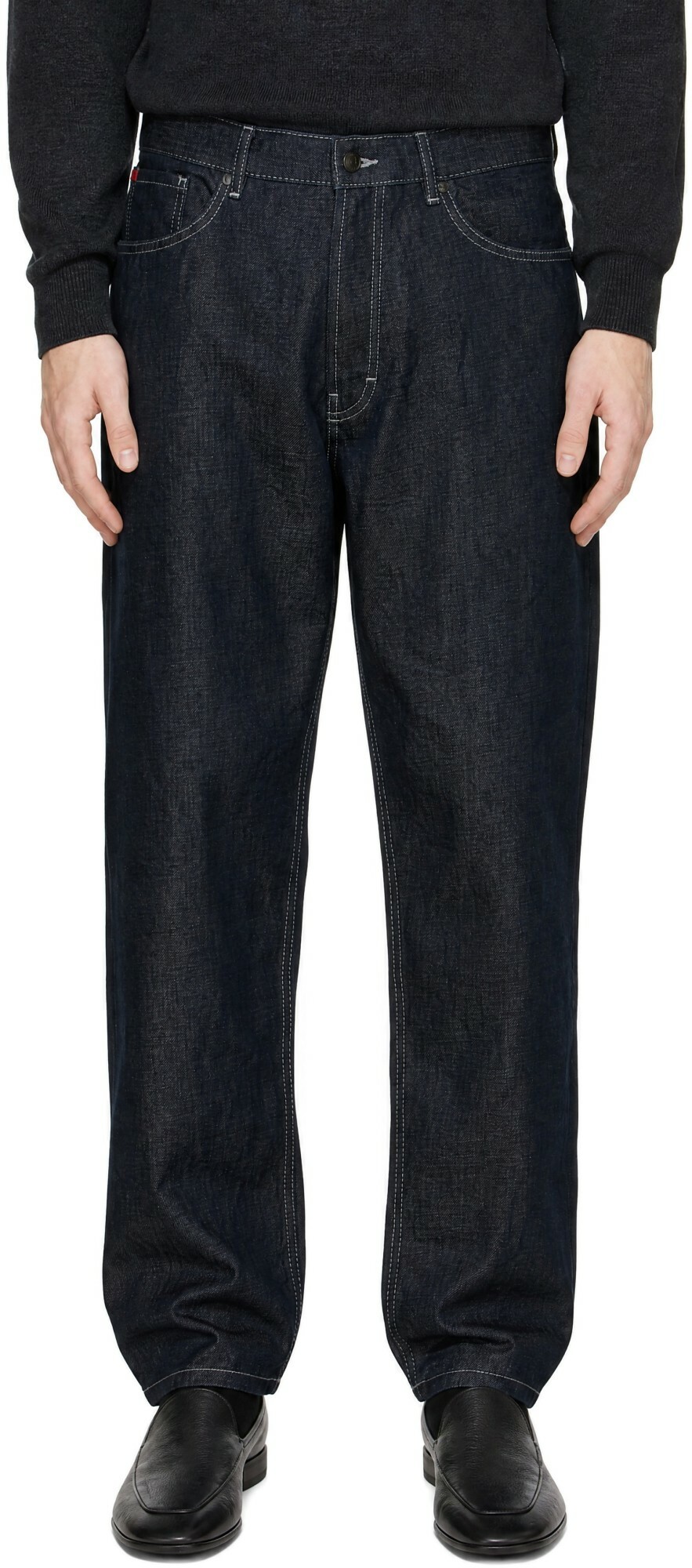 Hugo Navy Cotton Linen Jeans