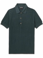 TOM FORD - Silk and Cotton-Blend Piqué Polo Shirt - Blue