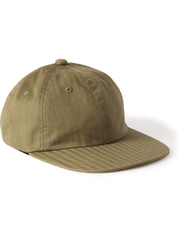Photo: Beams Plus - Logo-Embroidered Leather-Trimmed Herringbone Cotton Cap